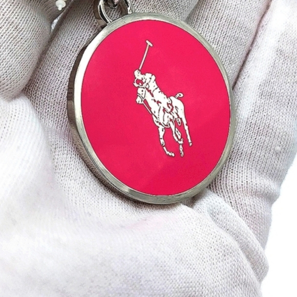 POLO RALPH LAUREN Vintage Dual Sided Pink Keychain Fob Purse charm-NWOT - Picture 3 of 5